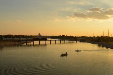 The riverside and architecture in Oklahoma City in the Midlands, United States
