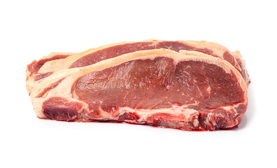 fresh raw beef steak isolated on white background with clipping path.
