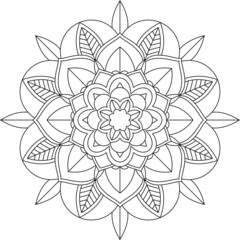 Easy Mandala coloring book simple and basic for beginners, seniors and children. Set of Mehndi flower pattern for Henna drawing and tattoo. Decoration in ethnic oriental, Indian style.