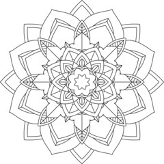 Easy Mandala coloring book simple and basic for beginners, seniors and children. Set of Mehndi flower pattern for Henna drawing and tattoo. Decoration in ethnic oriental, Indian style.