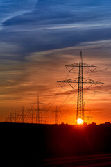 electricity transportation with hgh voltage wire on pylon