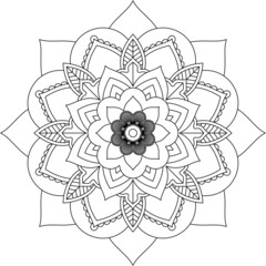 Easy Mandala coloring book simple and basic for beginners, seniors and children. Set of Mehndi flower pattern for Henna drawing and tattoo. Decoration in ethnic oriental, Indian style.