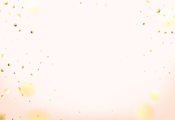 Golden confetti on pink background. Abstract gold circle light background. Happy new year. Gold foil texture. Abstract confetti for celebration design.