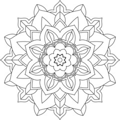 Easy Mandala coloring book simple and basic for beginners, seniors and children. Set of Mehndi flower pattern for Henna drawing and tattoo. Decoration in ethnic oriental, Indian style.