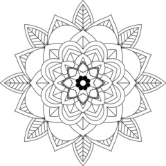 Easy Mandala coloring book simple and basic for beginners, seniors and children. Set of Mehndi flower pattern for Henna drawing and tattoo. Decoration in ethnic oriental, Indian style.