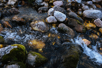 Fototapeta na wymiar Stream running through the stones