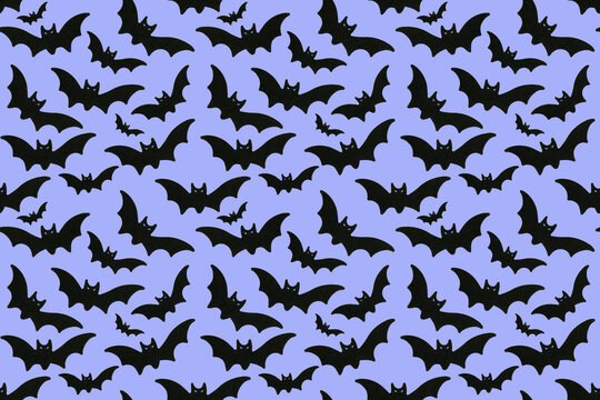 Happy Halloween day background concept. flock of bats, seamless pattern