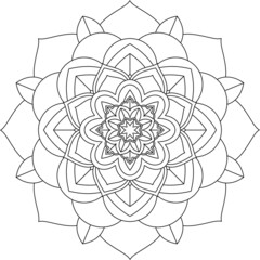 Easy Mandala coloring book simple and basic for beginners, seniors and children. Set of Mehndi flower pattern for Henna drawing and tattoo. Decoration in ethnic oriental, Indian style.