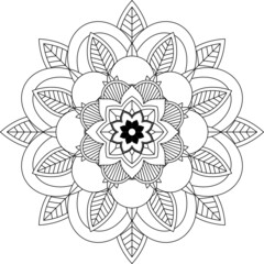 Easy Mandala coloring book simple and basic for beginners, seniors and children. Set of Mehndi flower pattern for Henna drawing and tattoo. Decoration in ethnic oriental, Indian style.