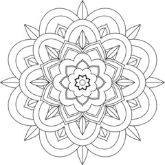 Easy Mandala coloring book simple and basic for beginners, seniors and children. Set of Mehndi flower pattern for Henna drawing and tattoo. Decoration in ethnic oriental, Indian style.