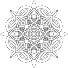 Easy Mandala coloring book simple and basic for beginners, seniors and children. Set of Mehndi flower pattern for Henna drawing and tattoo. Decoration in ethnic oriental, Indian style.