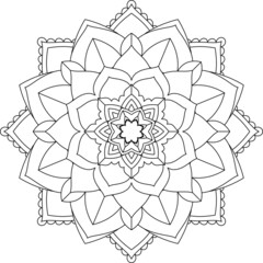 Easy Mandala coloring book simple and basic for beginners, seniors and children. Set of Mehndi flower pattern for Henna drawing and tattoo. Decoration in ethnic oriental, Indian style.