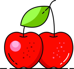 Pair of sweet cherries, isolated vector illustration