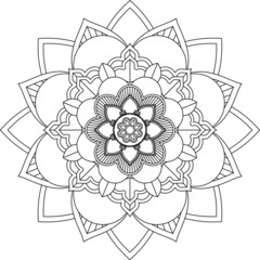 Easy Mandala coloring book simple and basic for beginners, seniors and children. Set of Mehndi flower pattern for Henna drawing and tattoo. Decoration in ethnic oriental, Indian style.