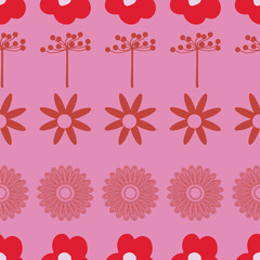 Colorful vector flowers seamless repeat pattern print background design