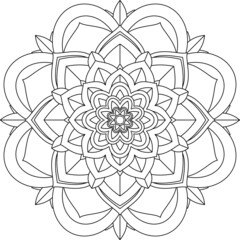 Easy Mandala coloring book simple and basic for beginners, seniors and children. Set of Mehndi flower pattern for Henna drawing and tattoo. Decoration in ethnic oriental, Indian style.