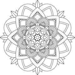 Easy Mandala coloring book simple and basic for beginners, seniors and children. Set of Mehndi flower pattern for Henna drawing and tattoo. Decoration in ethnic oriental, Indian style.