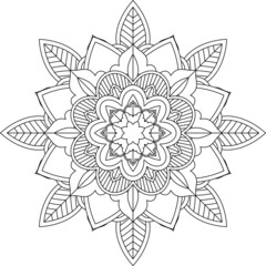 Easy Mandala coloring book simple and basic for beginners, seniors and children. Set of Mehndi flower pattern for Henna drawing and tattoo. Decoration in ethnic oriental, Indian style.