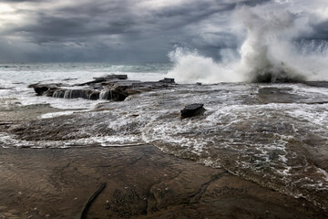 Waves Crashing Into the rocks at Winney Bay on the NSW Central Coast