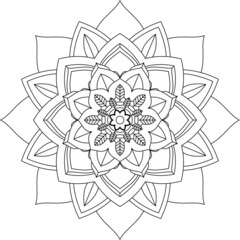 Easy Mandala coloring book simple and basic for beginners, seniors and children. Set of Mehndi flower pattern for Henna drawing and tattoo. Decoration in ethnic oriental, Indian style.