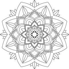 Easy Mandala coloring book simple and basic for beginners, seniors and children. Set of Mehndi flower pattern for Henna drawing and tattoo. Decoration in ethnic oriental, Indian style.