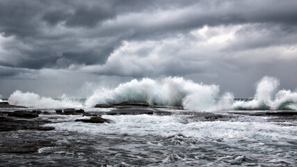 Waves Crashing Into the rocks at Winney Bay on the NSW Central Coast