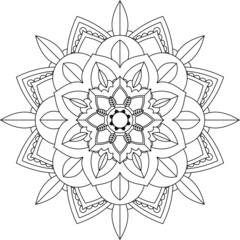 Easy Mandala coloring book simple and basic for beginners, seniors and children. Set of Mehndi flower pattern for Henna drawing and tattoo. Decoration in ethnic oriental, Indian style.