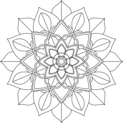 Easy Mandala coloring book simple and basic for beginners, seniors and children. Set of Mehndi flower pattern for Henna drawing and tattoo. Decoration in ethnic oriental, Indian style.