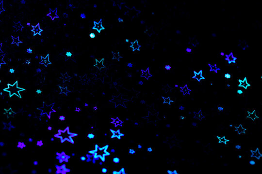 Blue Holographic Stars Abstract Patterned Background