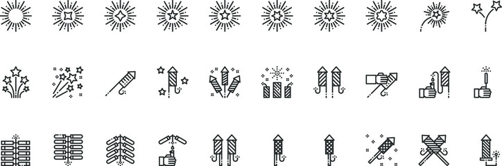 Fireworks Line  Icons  Vector Illustration , celebration, holiday, party