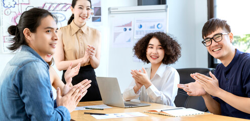 asian business startup teamwork Business colleagues in conference meeting room during presentation