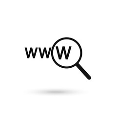 Web Internet WWW Search Text and Magnifying Glass. Vector Illustration.