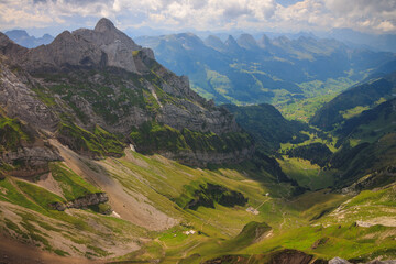 Fototapeta na wymiar Mountains in Appenzeller Alps, Swiss Alps