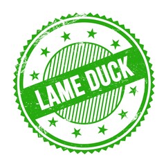 LAME DUCK text written on green grungy round stamp.