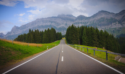 straight Road to S&auml;ntis Mountain, Switzerland