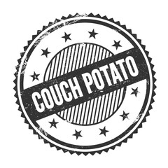 COUCH POTATO text written on black grungy round stamp.
