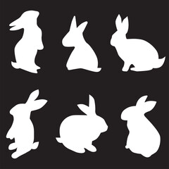 Beautiful rabbit silhouette art vector illustration