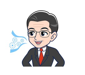 Elderly man in a gray jacket