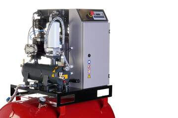 Air compressor. Professional equipment and tools. Industrial appliances. Isolated background