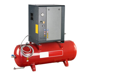 Air compressor. Professional equipment and tools. Industrial appliances. Isolated background
