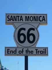 North America, California, city of Los Angeles, Santa Monica sidewalk and end of route 66
