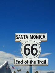 North America, California, city of Los Angeles, Santa Monica sidewalk and end of route 66