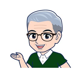 White-haired man in green short sleeves