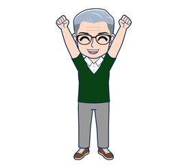 Obraz premium White-haired man in green short sleeves