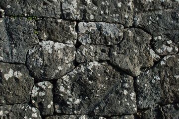 琉球石灰岩を切り出して積み上げた壁