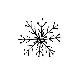 Snowflake in doodle style. Hand drawing. Vector.
