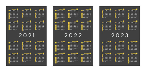2021 2022 2023 mini pocket calendars sen, sunday first © MasterSergeant