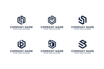 Set of abstract initial letter b logo design template
