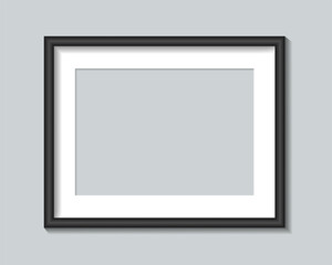 Black photo frame template. Vector illustration.