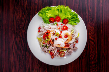 Spicy glass noodles with minced pork and shrimp